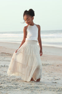 SS Girl's Top Faye Halter (natural sequin)
