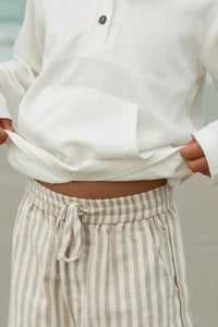 SS Boy's Bottoms Knox Shorts (driftwood stripe linen)