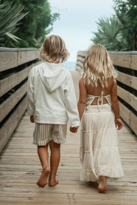 SS Boy's Bottoms Knox Shorts (driftwood stripe linen)