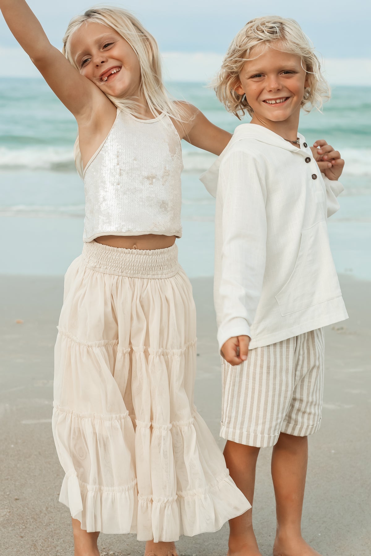 SS Boy's Bottoms Knox Shorts (driftwood stripe linen)