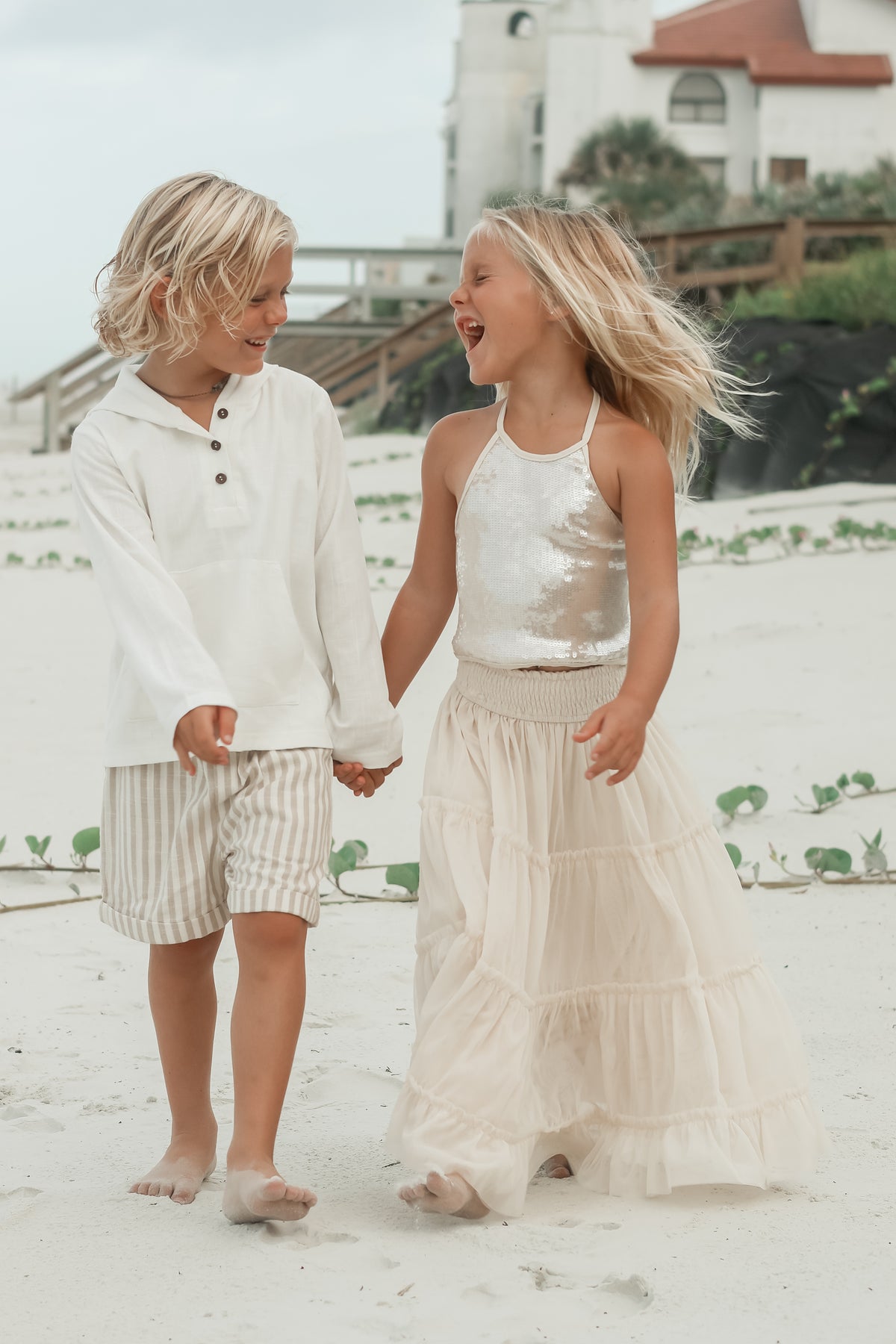 SS Boy's Bottoms Knox Shorts (driftwood stripe linen)