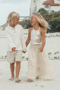 SS Boy's Bottoms Knox Shorts (driftwood stripe linen)