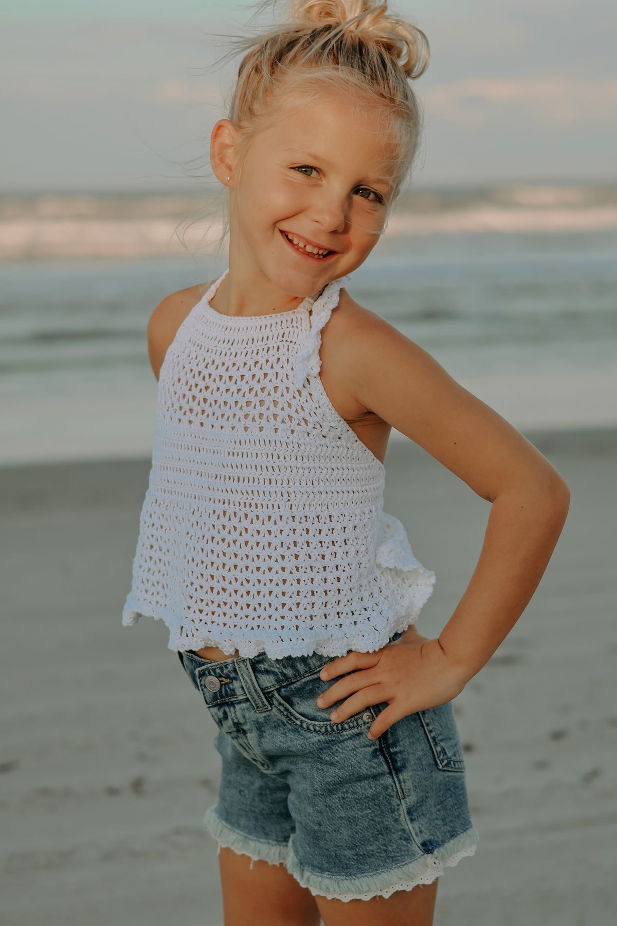 INDIE BLUE Girl's Top Izzy Halter (white) FINAL SALE