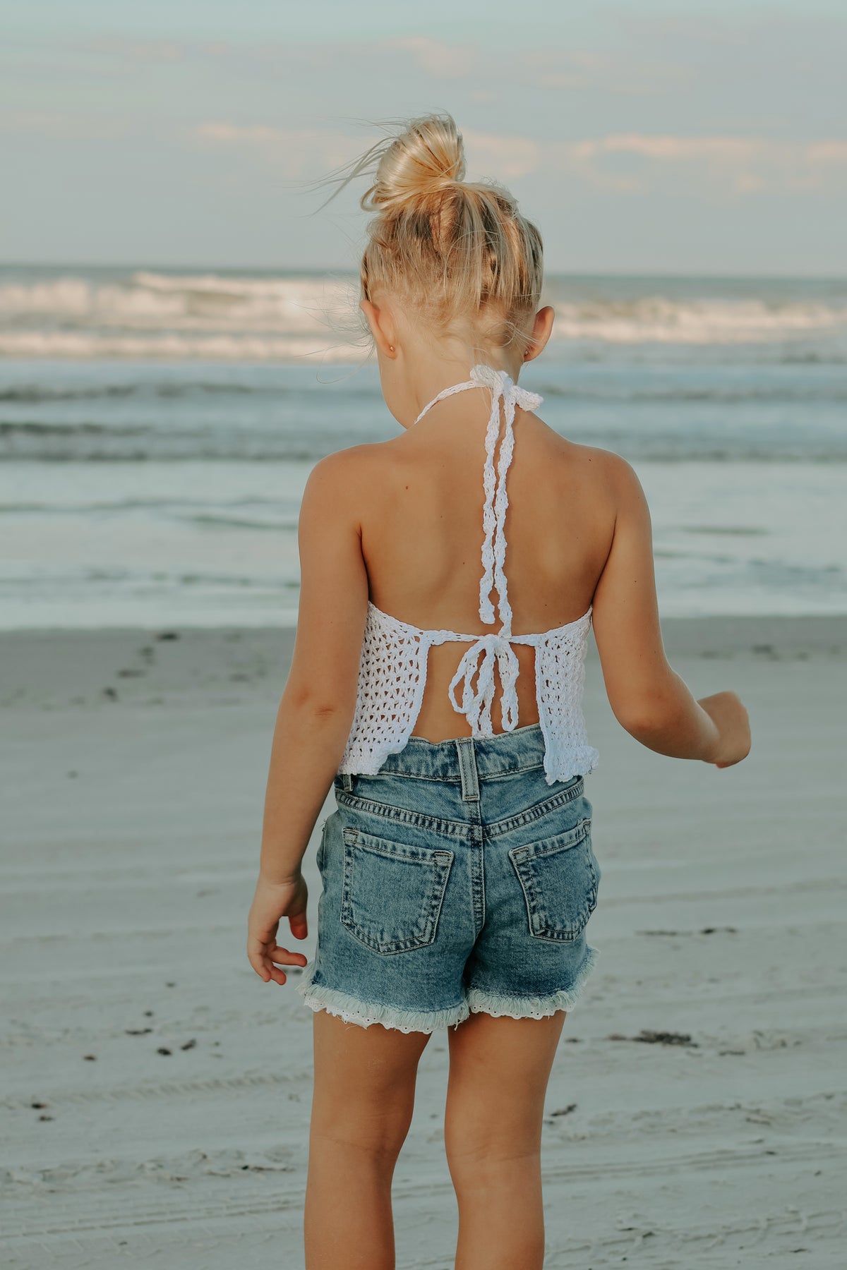 INDIE BLUE Girl's Top Izzy Halter (white) FINAL SALE