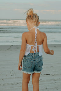 INDIE BLUE Girl's Top Izzy Halter (white) FINAL SALE
