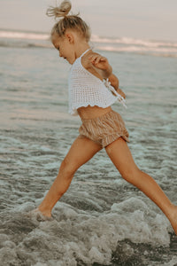 INDIE BLUE Girl's Top Izzy Halter (white) FINAL SALE
