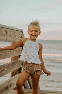 SS Girl's Bottoms Petal Bloomers (mocha stripe linen)