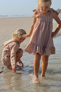 SS Girl's Dress Evie Tunic Dress (mocha stripe linen)