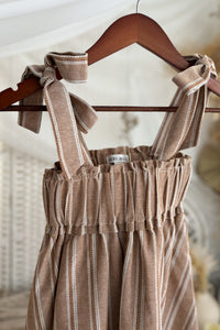 SS Girl's Dress Evie Tunic Dress (mocha stripe linen)