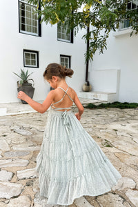 SS Girl's Dress Vera Flow Dress (sage swiss dot)
