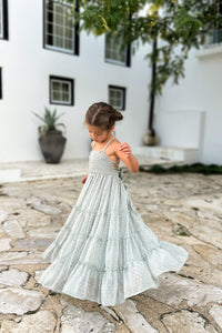 SS Girl's Dress Vera Flow Dress (sage swiss dot)