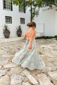 SS Girl's Dress Vera Flow Dress (sage swiss dot)
