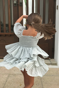 SS Girl's Dress Willa Layer Dress (sage swiss dot)