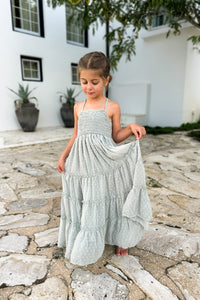 SS Girl's Dress Vera Flow Dress (sage swiss dot)