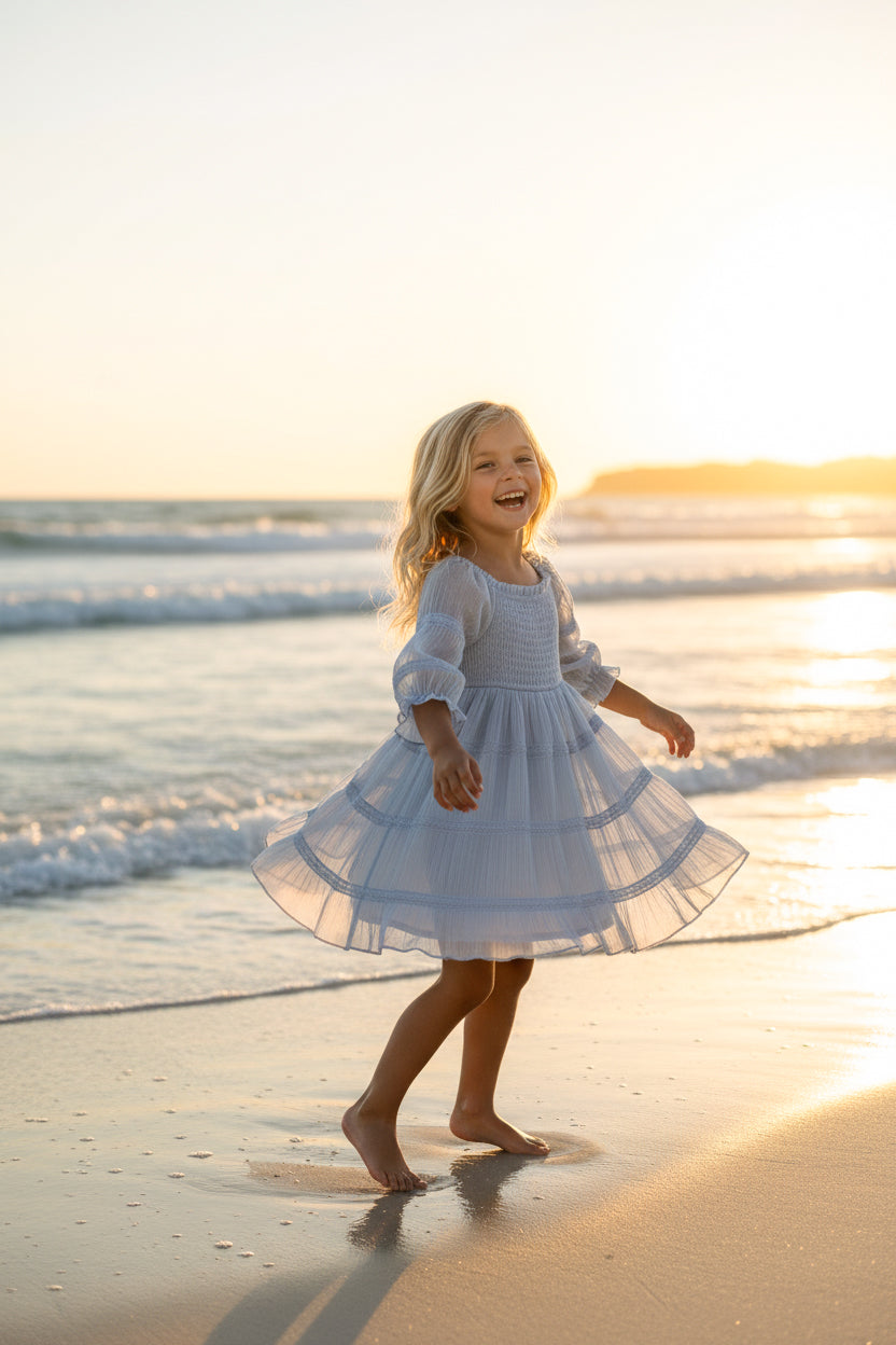 SS Girl's Dress Karina Dress (blue chiffon)