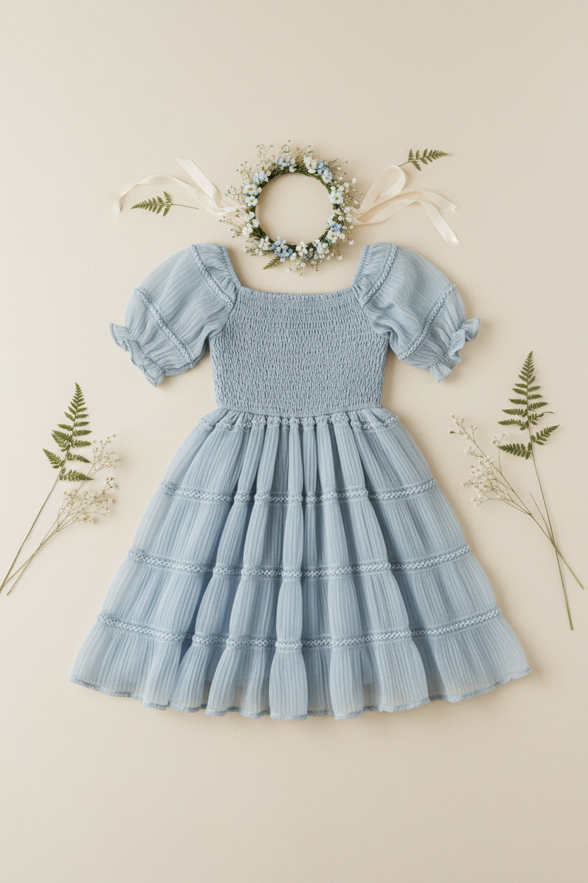 SS Girl's Dress Karina Dress (blue chiffon)
