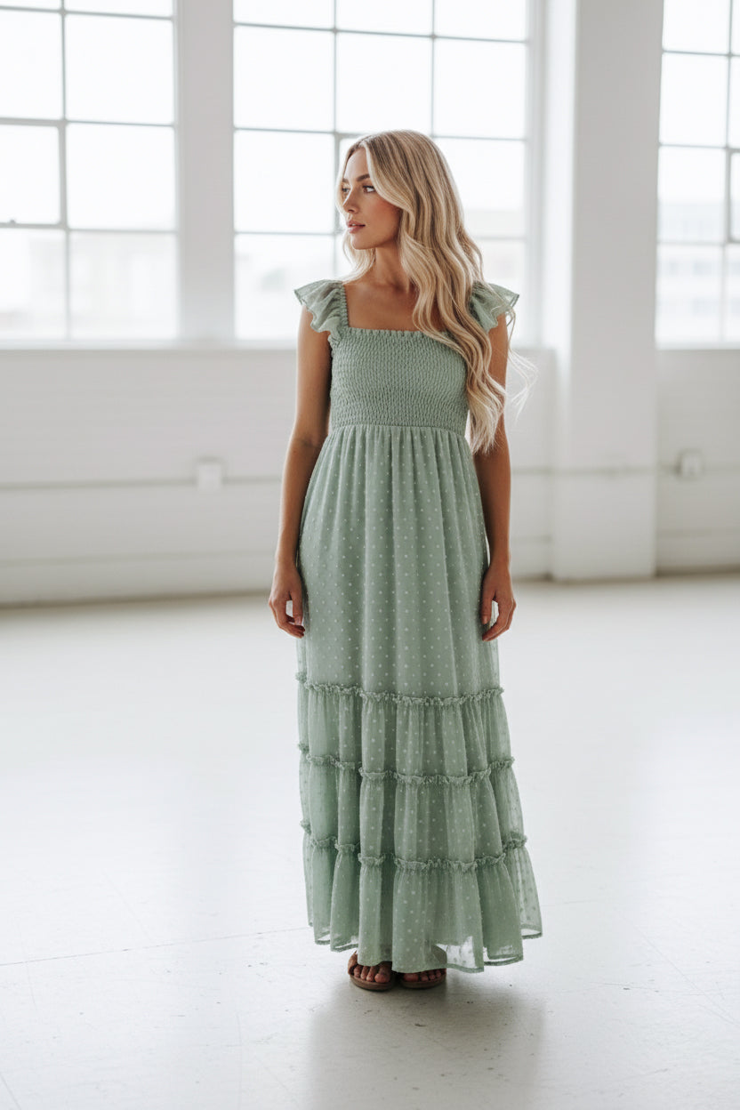 SS Women's Dress Women's Marabella Dress (sage swiss dot)
