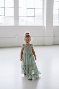 SS Girl's Dress Marabella Dress (sage swiss dot)
