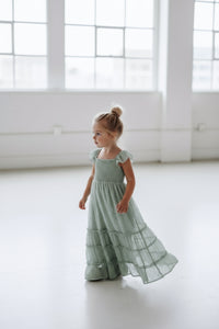 SS Girl's Dress Marabella Dress (sage swiss dot)