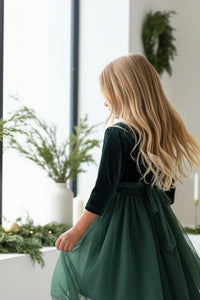 SS Girl's Dress Gracie Dress (forest velvet tulle)