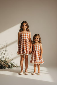 SS Girl's Dress Tilly Pocket Dress (mocha checkered)