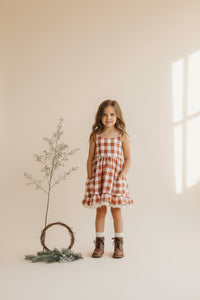 SS Girl's Dress Tilly Pocket Dress (mocha checkered)