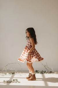 SS Girl's Dress Tilly Pocket Dress (mocha checkered)
