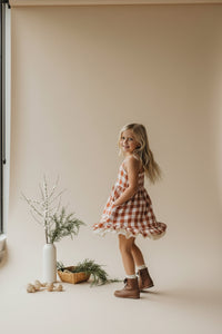 SS Girl's Dress Tilly Pocket Dress (mocha checkered)