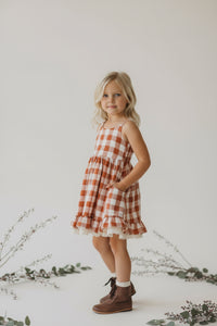 SS Girl's Dress Tilly Pocket Dress (mocha checkered)