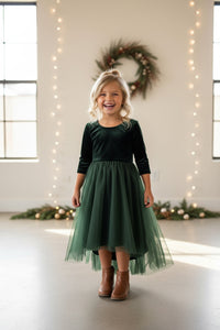 SS Girl's Dress Gracie Dress (forest velvet tulle)