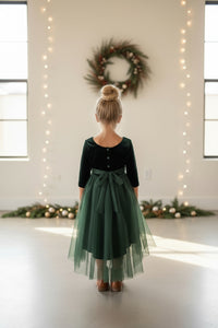 SS Girl's Dress Gracie Dress (forest velvet tulle)