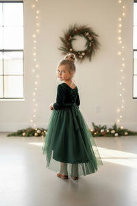 SS Girl's Dress Gracie Dress (forest velvet tulle)