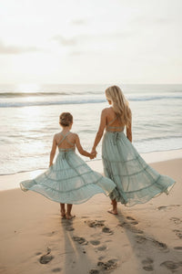 SS Girl's Dress Vera Flow Dress (sage swiss dot)