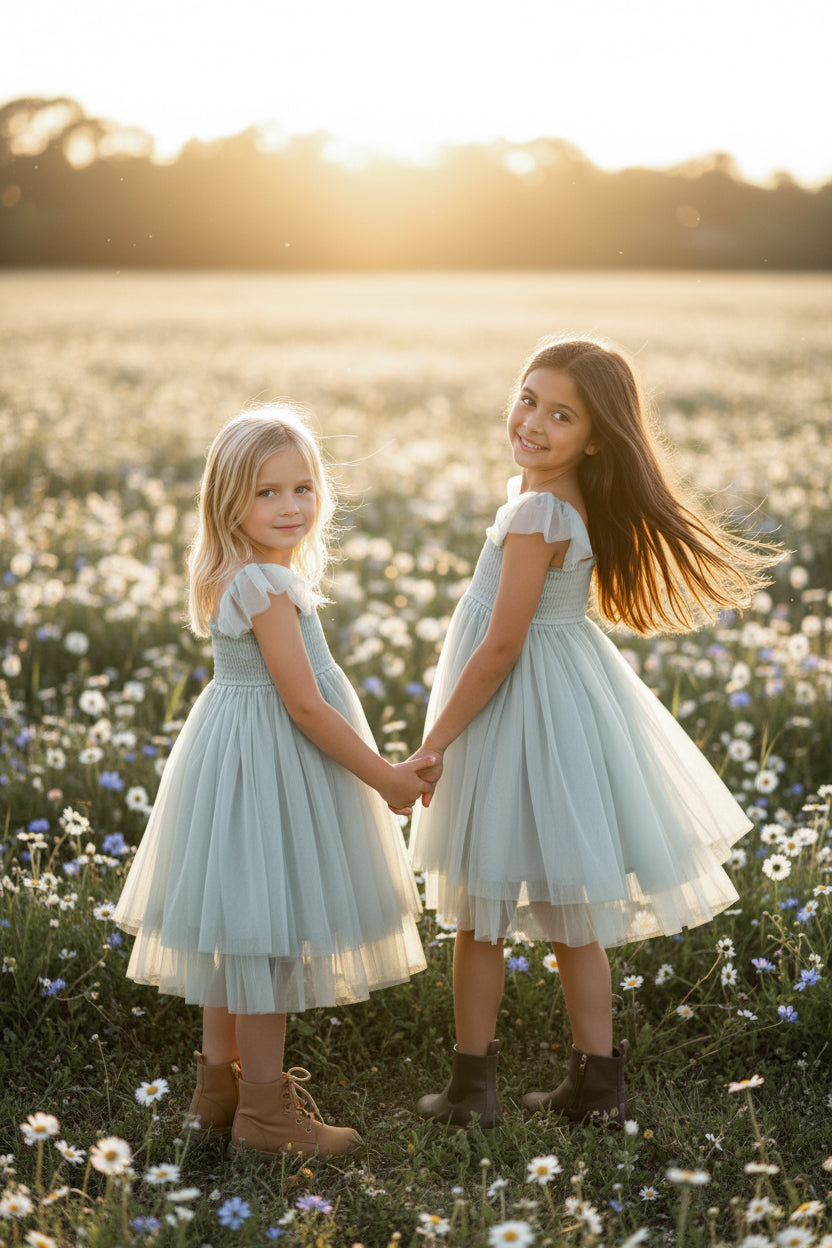 SS Girl's Dress Juliet Dress (mint tulle)