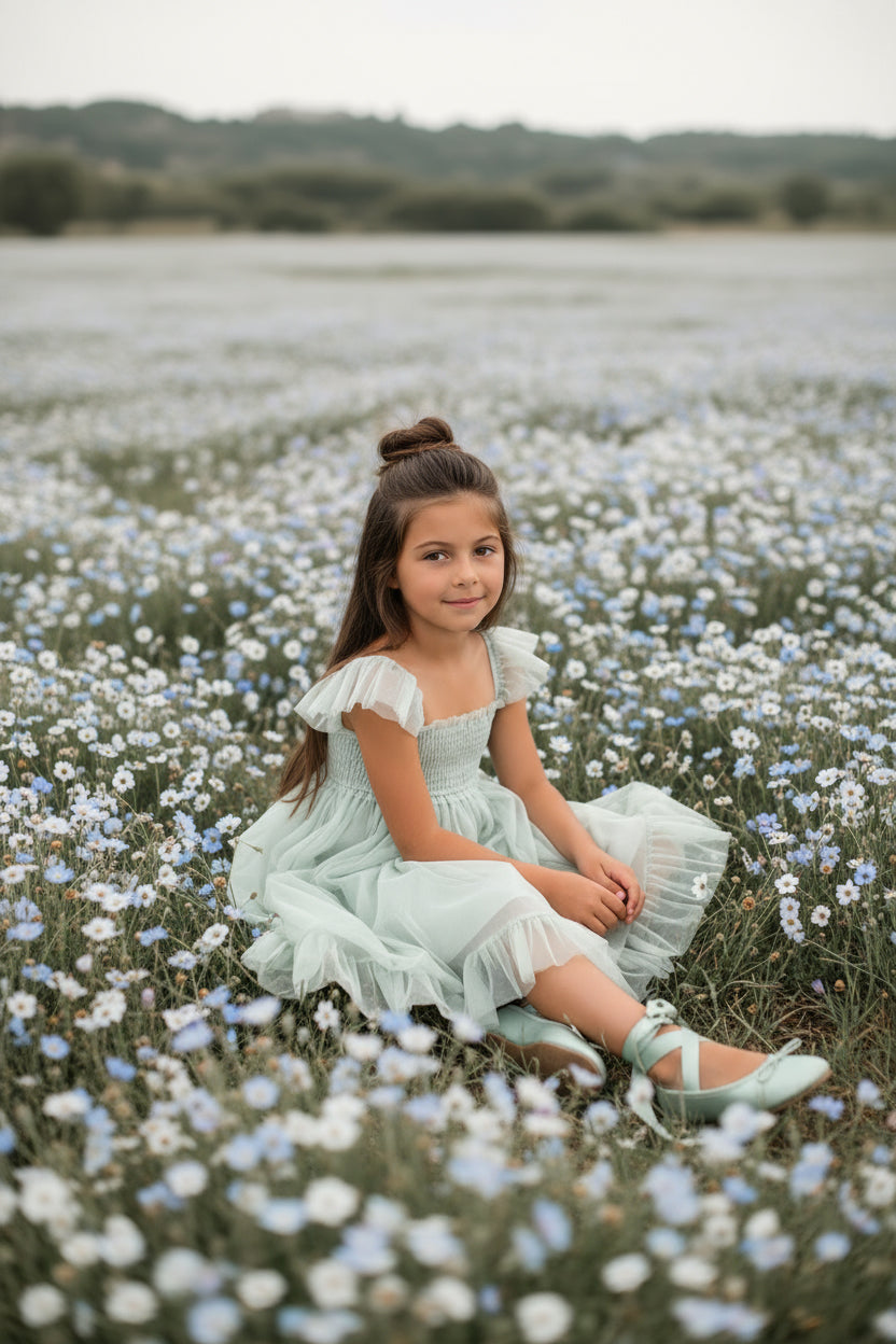 SS Girl's Dress Juliet Dress (mint tulle)