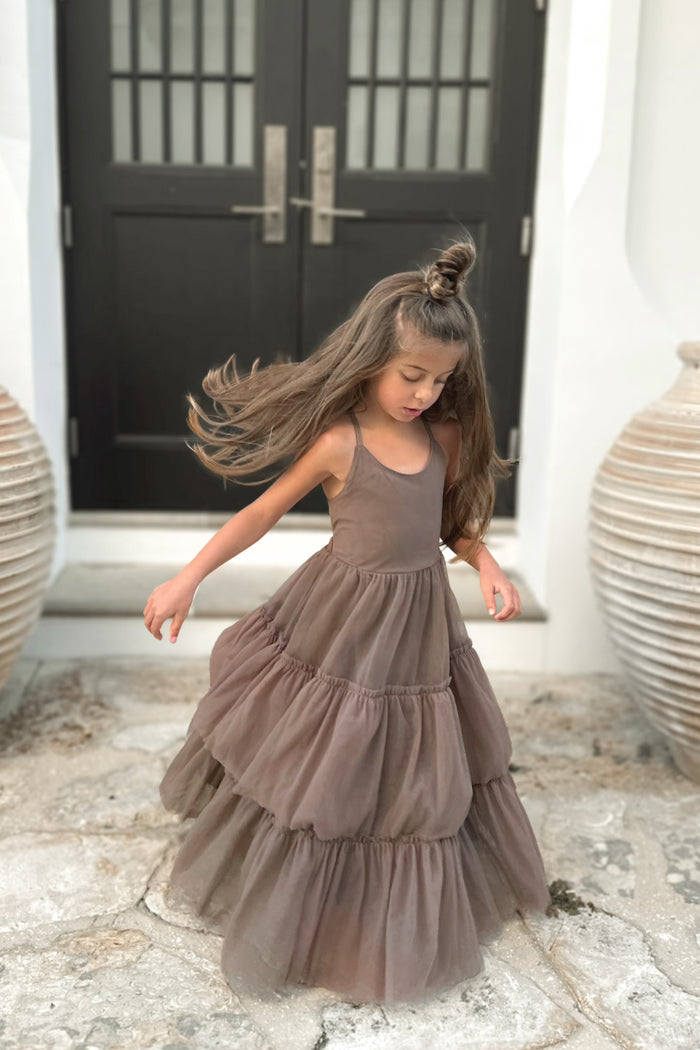 SS Girl's Dress Wendy Dress (mocha tulle)