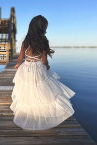 SS Girl's Dress Wendy Embroidered Dress (white tulle)