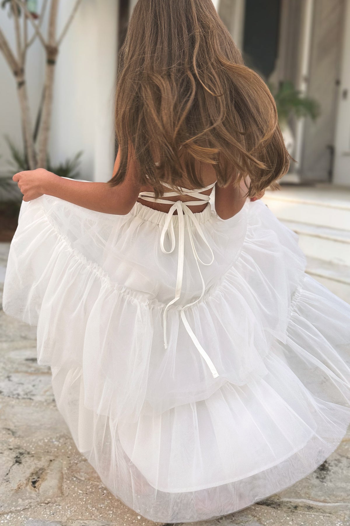 SS Girl's Dress Wendy Embroidered Dress (white tulle)