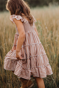 SS Girl's Dress Pia Dress (brown gingham)
