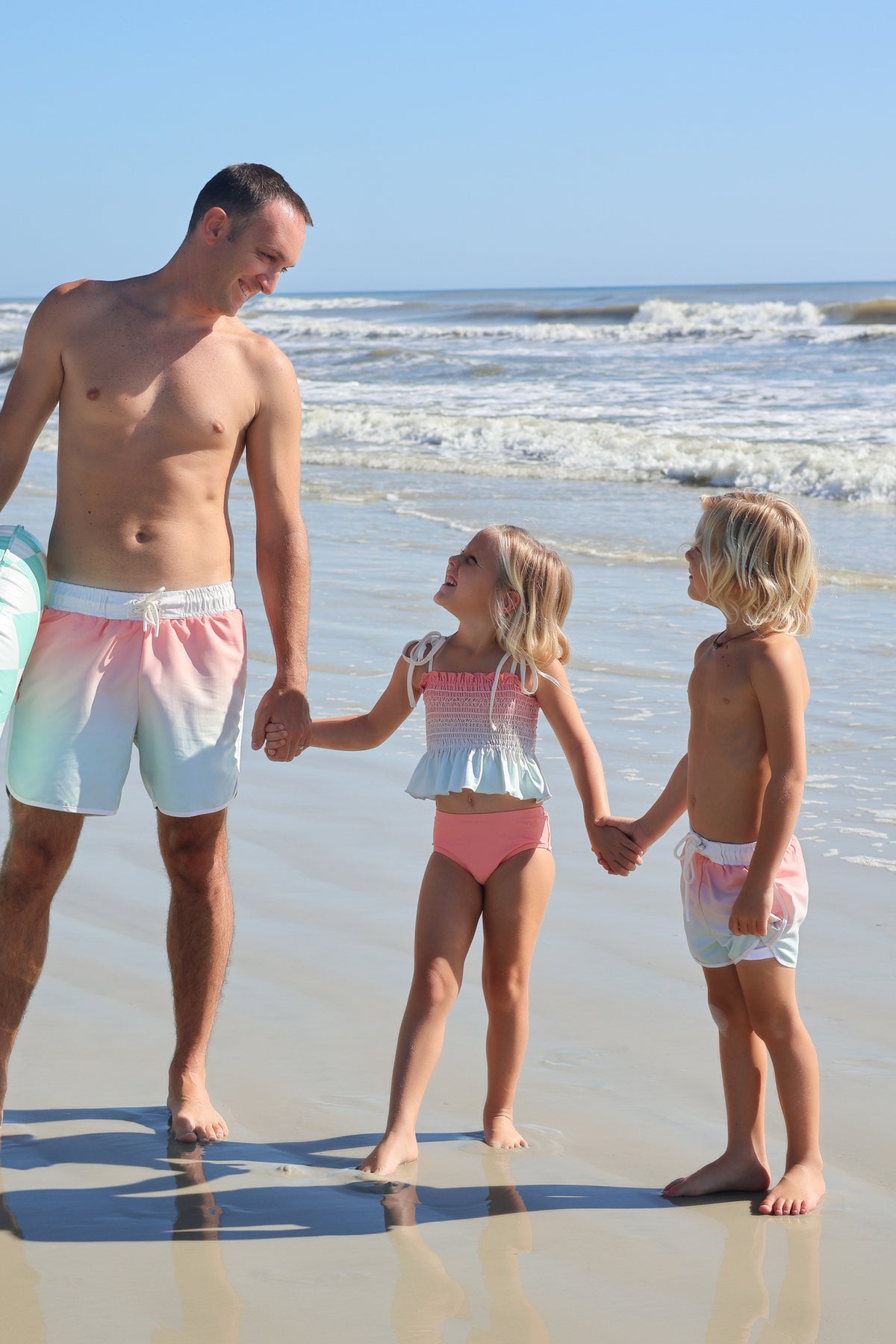 LB Girl's Swim Smocked Tankini Set (sundown ombre)