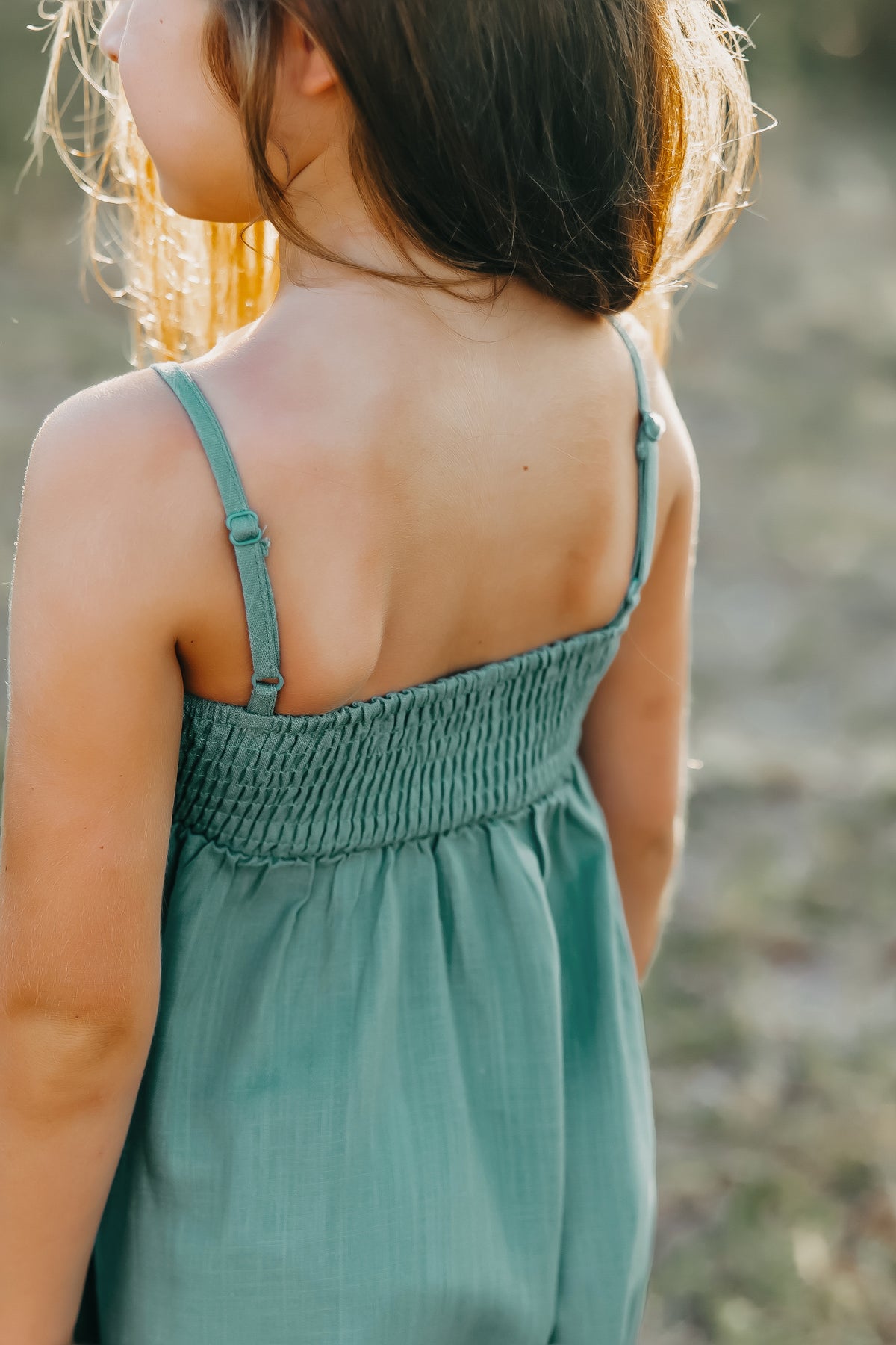 SS Girl's Dress Riley Day Dress (jade linen) FINAL SALE