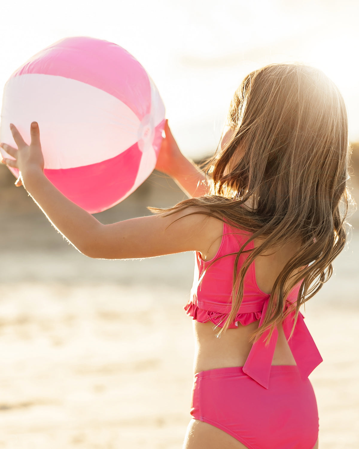 LB Girl's Swim Scoopback Set (hot pink) FINAL SALE