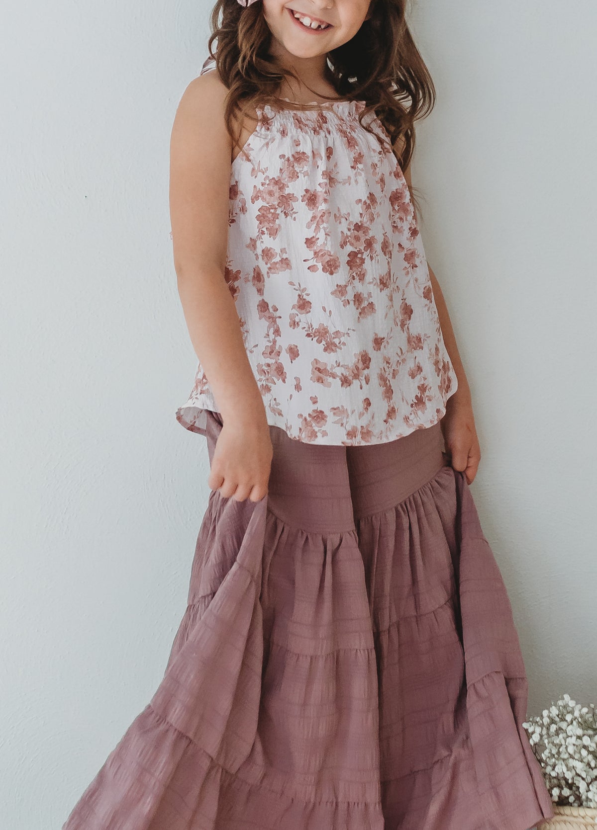 SS Girl's Top Kiera Top (ruby floral) FINAL SALE