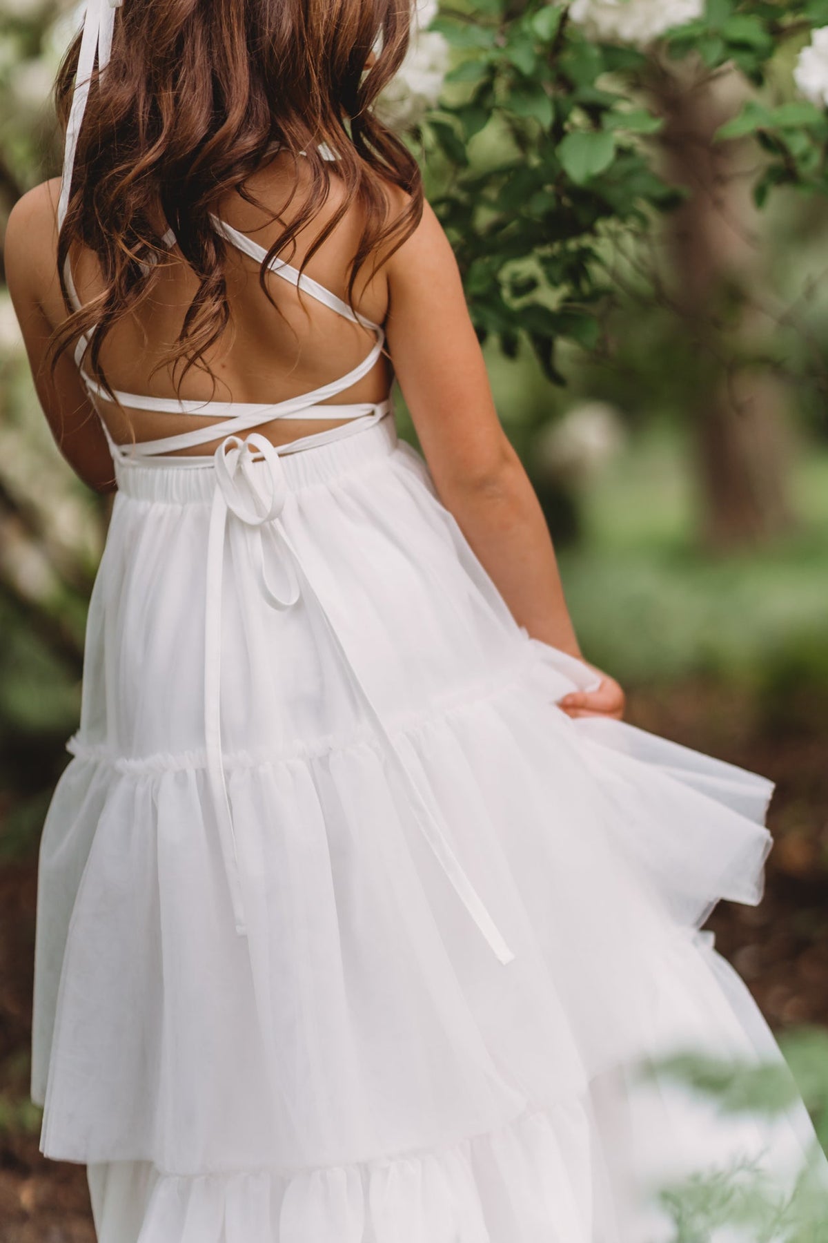 SS Girl's Dress Wendy Embroidered Dress (white tulle)
