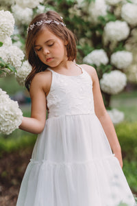 SS Girl's Dress Wendy Embroidered Dress (white tulle)