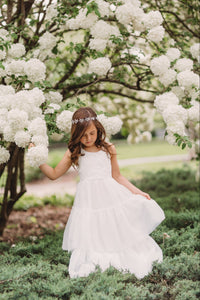 SS Girl's Dress Wendy Embroidered Dress (white tulle)