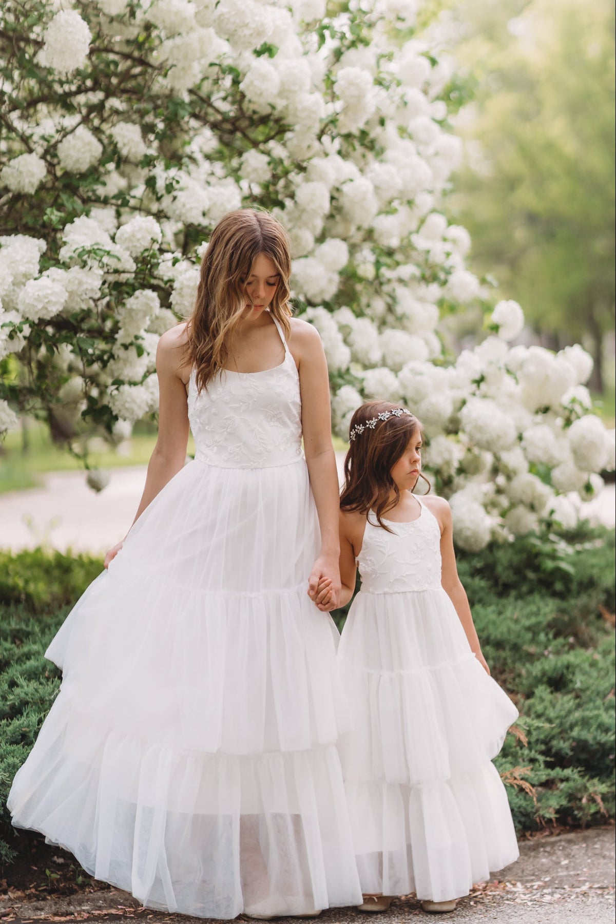 SS Girl's Dress Wendy Embroidered Dress (white tulle)