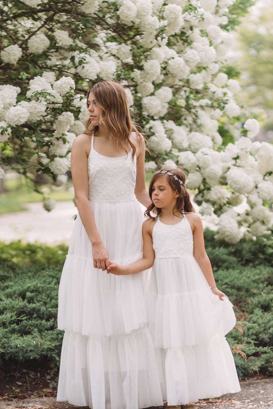 SS Girl's Dress Wendy Embroidered Dress (white tulle)