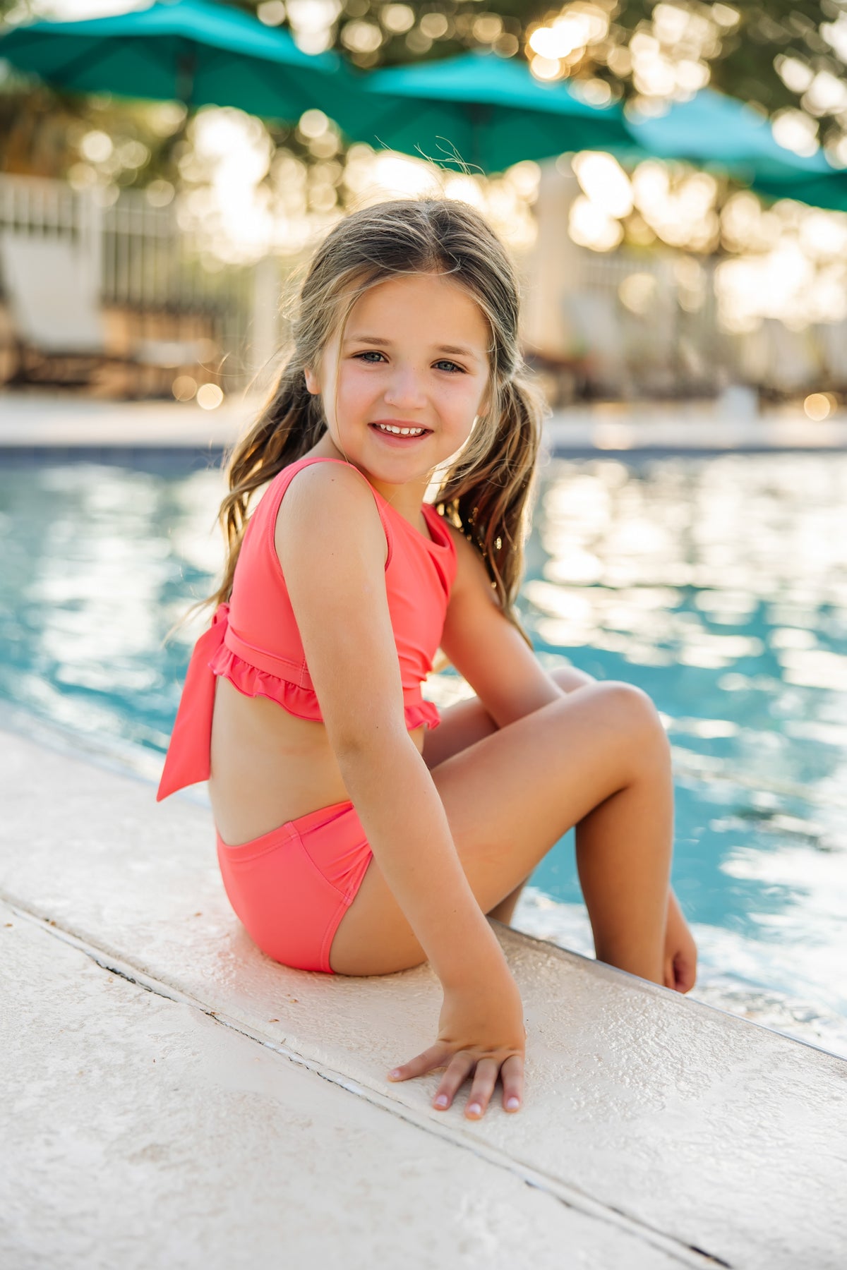 LB Girl's Swim Scoopback Set (coral) FINAL SALE