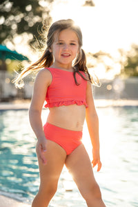 LB Girl's Swim Scoopback Set (coral) FINAL SALE